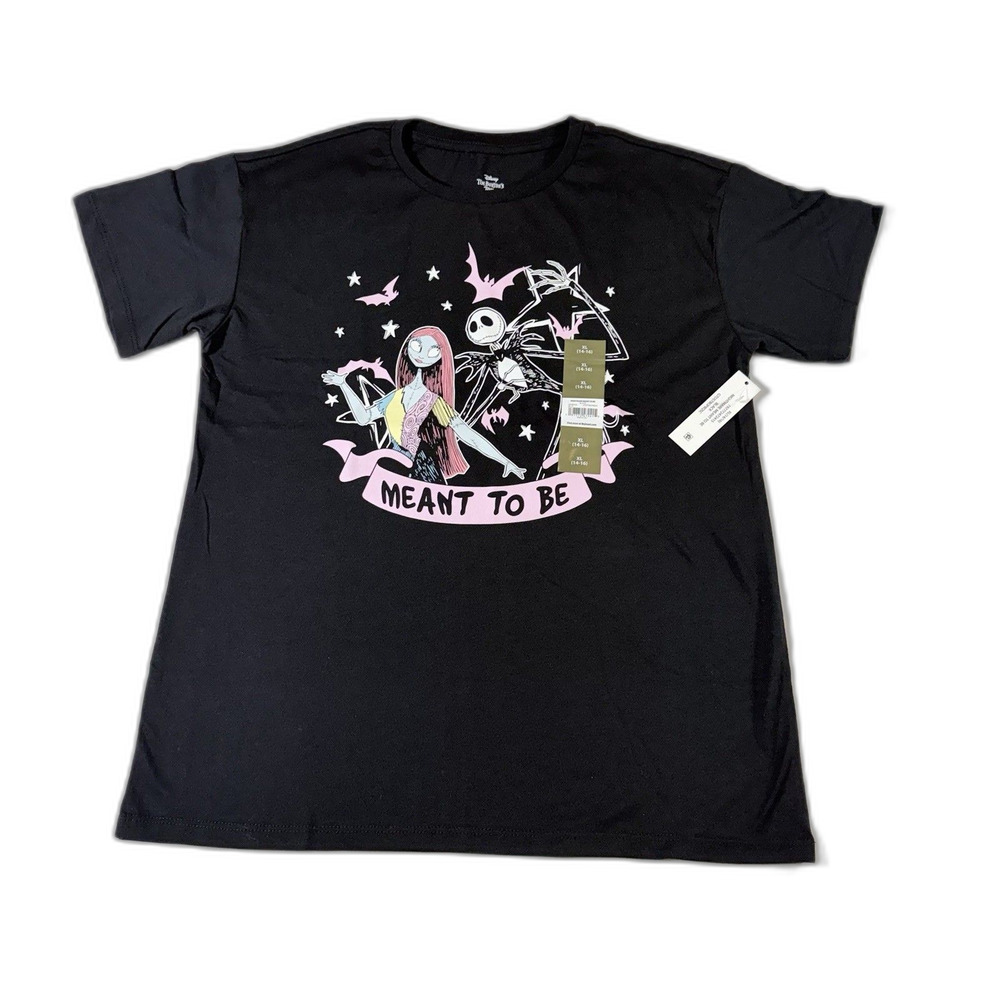 Disney The Nightmare Before Christmas Black T-Shirt Mean To Be Girl XL 14-16 NWT